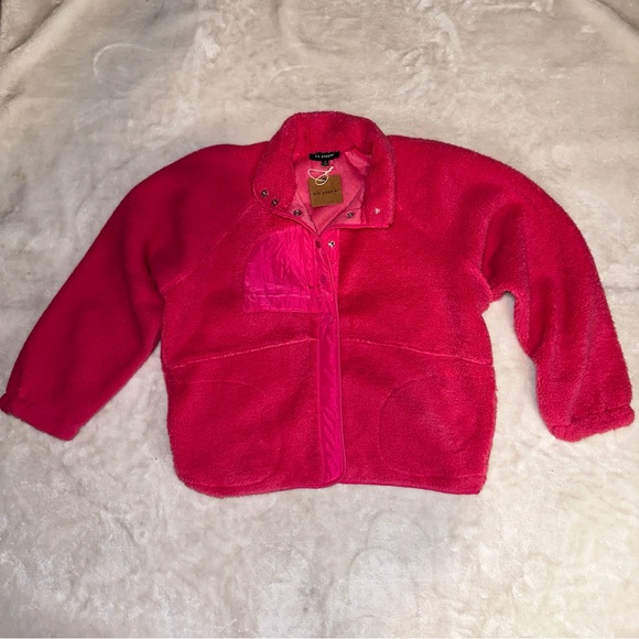 NWT Blu Pepper Pink Soft Fleece Snap Button Up Teddy Jacket Size Small - Picture 13 of 14